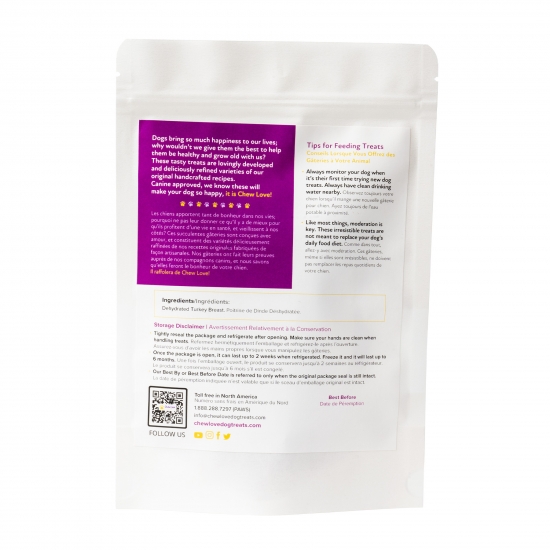 turkey jerky by Chew Love - dehydrated turkey dog treats